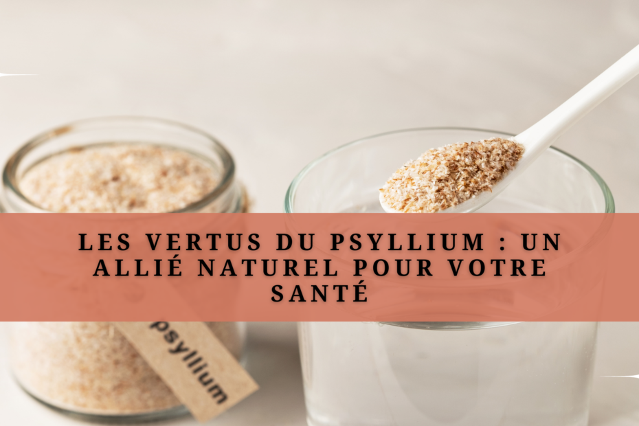 Photo de psyllium s'apprétant à être mélangé à de l'eau pour illustrer l'article sur les vertus du psyllium pour notre santé